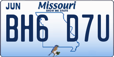 MO license plate BH6D7U
