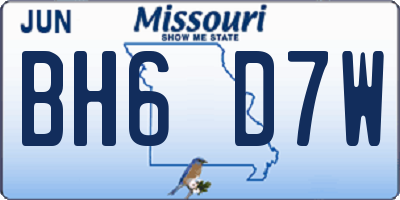 MO license plate BH6D7W