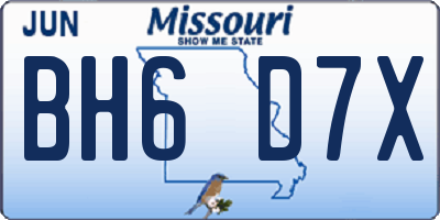 MO license plate BH6D7X