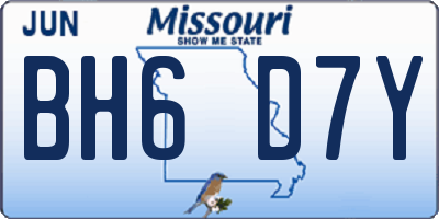 MO license plate BH6D7Y