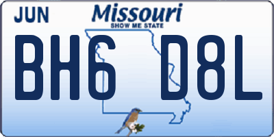 MO license plate BH6D8L