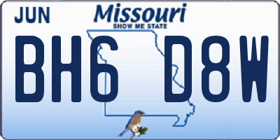 MO license plate BH6D8W