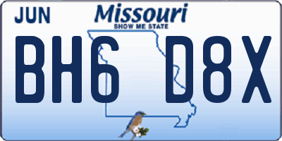 MO license plate BH6D8X