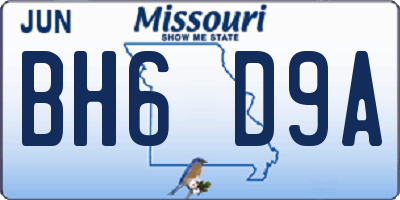 MO license plate BH6D9A