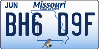 MO license plate BH6D9F