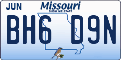 MO license plate BH6D9N