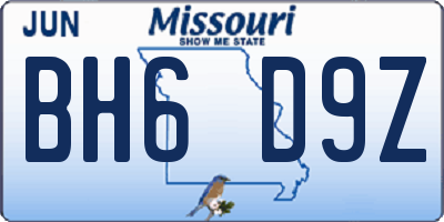 MO license plate BH6D9Z