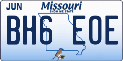 MO license plate BH6E0E
