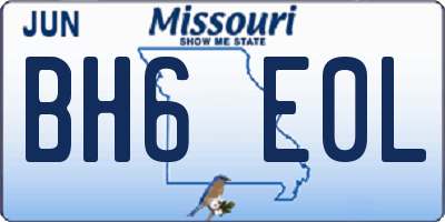 MO license plate BH6E0L