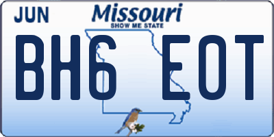 MO license plate BH6E0T