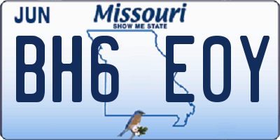 MO license plate BH6E0Y