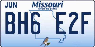 MO license plate BH6E2F