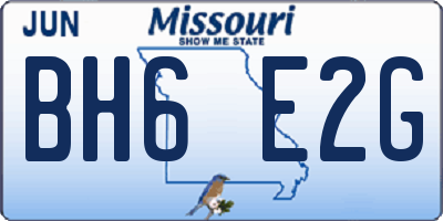 MO license plate BH6E2G