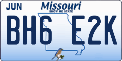 MO license plate BH6E2K