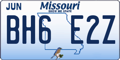 MO license plate BH6E2Z