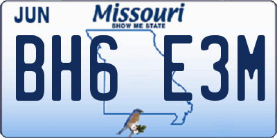 MO license plate BH6E3M