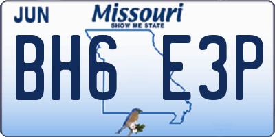 MO license plate BH6E3P