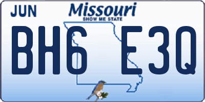 MO license plate BH6E3Q