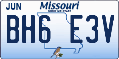 MO license plate BH6E3V