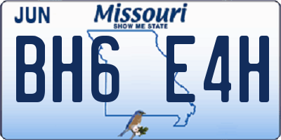 MO license plate BH6E4H