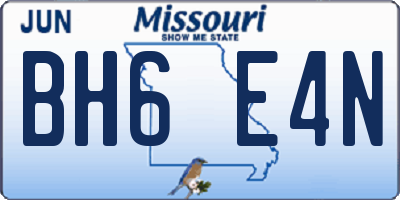 MO license plate BH6E4N