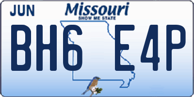 MO license plate BH6E4P