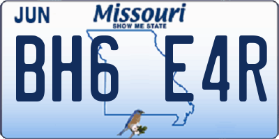 MO license plate BH6E4R