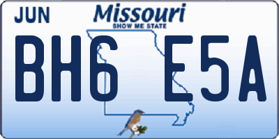 MO license plate BH6E5A