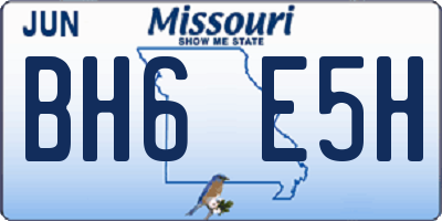 MO license plate BH6E5H
