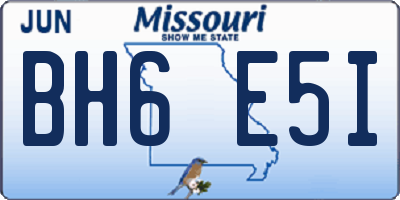 MO license plate BH6E5I