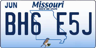 MO license plate BH6E5J