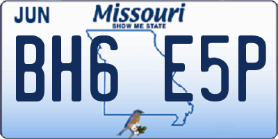 MO license plate BH6E5P