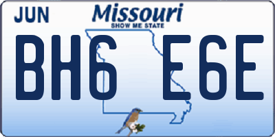 MO license plate BH6E6E