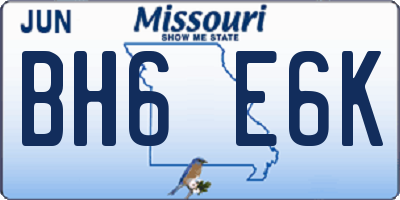 MO license plate BH6E6K