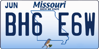MO license plate BH6E6W