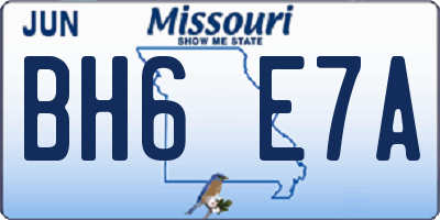 MO license plate BH6E7A