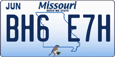 MO license plate BH6E7H