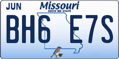 MO license plate BH6E7S