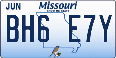 MO license plate BH6E7Y