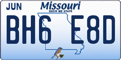 MO license plate BH6E8D