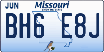 MO license plate BH6E8J