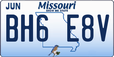 MO license plate BH6E8V