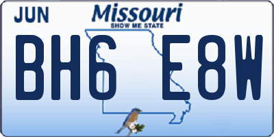 MO license plate BH6E8W