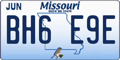 MO license plate BH6E9E