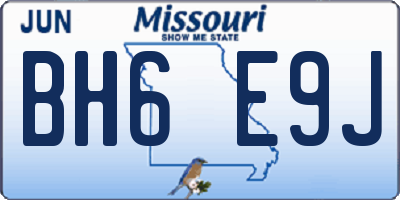 MO license plate BH6E9J