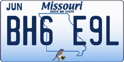 MO license plate BH6E9L