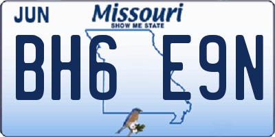 MO license plate BH6E9N