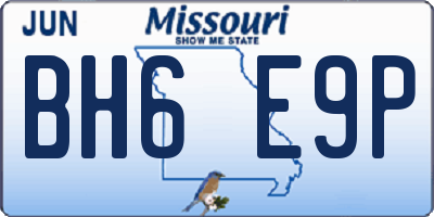 MO license plate BH6E9P