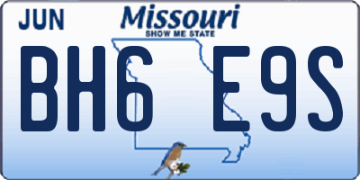 MO license plate BH6E9S