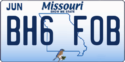 MO license plate BH6F0B
